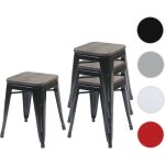 Mendler - 4x tabouret hwc - a73, avec sige en bois, mtal, style industriel, empilable - blanc
