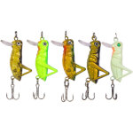5 leurres artificiels en forme de sauterelle, app�ts de p�che avec hame�on pour eau douce, amorces coulantes. ...