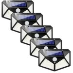 5 pcs lampe solaire exterieur, applique mural solaire avec detecteur de mouvement lumi�re projecteur ...