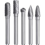 5 pcs tungstne carbure double coupe rotary burr set, 8 mm rotary point burr die grinder, 6mm shank bit ...
