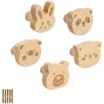 5 pi�ce crochet mural bois, pat�re bois couleur douce et �l�gante, 5 mod�les d'animaux, emballage individuel, ...