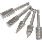 5 pi�ces ensemble de fichiers � fraises rotatives 1 / 4 pouces tige hexagonale fraises en acier � grande ...