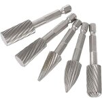 5 pi�ces fichiers rotatifs 1 / 4  tige hexagonale en acier rapide pour aluminium et fer
