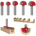 5 pi�ces fraise � fond rond bois, 8mm routeur core box bits tige 12 / 16 / 19 / 22 / 25mm, fraise defonceuse, ...
