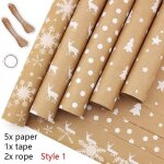 5 pi�ces papier emballage cadeau, papier cadeau noel, papier cadeau set, 43 � 300 cm par rouleau, papier ...