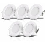 5 spots led salle de bain, extra - plat 25mm, 90mm, blanc, plafonnier encastr, panneau led 5 - 7w, ...