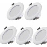 5 spots led pour salle de bain, ip44 superflat 35mm, 85mm de diam�tre, blanc, plafonnier encastr�, panneau ...