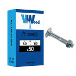 50 boulons trcc 8x160mm t�te ronde large zingu� viswood