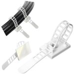 50 clips pour c�bles blancs, supports pour c�bles autocollants et vissables, r�utilisables et r�glables ...