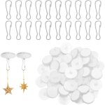 50 pcs crochet adh�sif transparent auto - adh�sif pour plafond avec 50 clips de m�t de drapeau pour suspendre ...