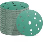 50 pièces disques abrasifs 150 mm, 15 trous, 10x grain 60 / 80 / 120 / 180 / 400, papier poncage pour ... 50 pièces disques abrasifs 150 mm, 15 trous, 10x grain 60 / 80 / 120 / 180 / 400, papier poncage pour ...