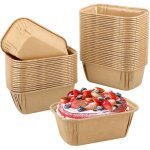 50 pi�ces mini moules � g�teaux en papier, r�utilisables, rectangulaires, en plastique, antiadh�sif, ...