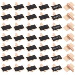 50 pi�ces mini tableau noir bois, etiquette prix chevalet noir rectangle, mini ardoise rectangle avec ...