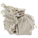 50 pi�ces petits sacs en sachet coton, pochon tissu, sac toile de jute pochette tissu cordon sac en bijoux ...