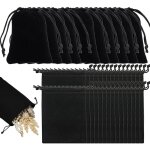 50 pi�ces pochettes de serrage en velours noir, 7x9cm, pour bijoux, cadeaux, bonbons, mariages, porte ...