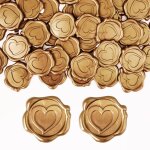 50 pi�ces sceau de cire autocollants dor�s, cachet de cire autocollant, cire a cacheter auto - adh�sifs, ...