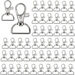 50 porte - cl�s mousquetons en acier inoxydable avec anneau en d, articulation pivotante � 360�, pour ...