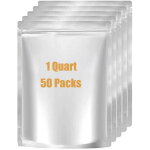 50 sachets mylar de 1 litre, sachets mylar pour la conservation des aliments, 15 x 21, 5 cm, fermeture ...