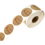 500 �tiquettes kraft adh�sives faites main - rondes pour cadeaux et emballage