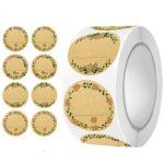 500 pi�ces (brun - 1) gomettes autocollantes, etiquettes autocollantes bocaux, �tiquettes auto - adh�sives ...