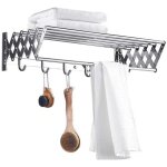 50cm porte - serviettes etendoir extensible mural en acier inoxydable 5 rails de suspension pour salle ...