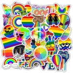 50�me autocollants klisterm�rken - pride motiv - rainbow - dekaler multif�rg