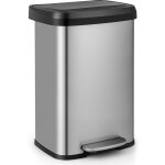 50l poubelle � p�dale, poubelle en acier inoxydable avec couvercle � fermeture douce, compartiment d�sodorisan ...