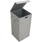 Dunedesign - 50l panier  linge sale avec couvercle - 30x30x60 bac de rangement pliable gris