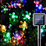 50led guirlande lumineuse solaire fleurs de cerisier, 6. 5m forme de fleurs lumineuse ext�rieur, 8 modes ...