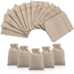50pcs jute sac � cordon sachets en jute sacs cadeau avec cordon, pochettes sachets en lin chanvre pochon ...