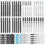 55 lames de scie sauteuse t - shaft - pour bois, pvc - compatible bosch, dewalt, makita - coupe prcise ...