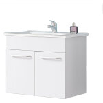 Acezanble 580(l)x380(w)x528(h)mm meuble blanc suspendu, meuble de salle de bain avec vasque, 2 portes ...
