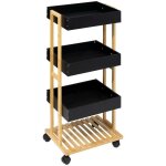 5five simply smart - desserte roulante 4 niveaux en bambou et bois noir h 87 cm - five 5five simply smart - desserte roulante 4 niveaux en bambou et bois noir h 87 cm - five