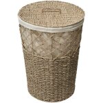 5five simply smart - panier  linge en osier de 41l avec housse en coton blanc - dimensions 38 x 52 cm ...