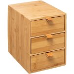 5five simply smart - bo�te 3 tiroirs bambou lani�res cuir - 5five
