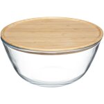 5five simply smart - saladier en verre de 2, 5 l avec couvercle en bambou - mod�le five, id�al pour salades ...