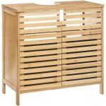5five simply smart - armoire de rangement pour lavabo sicela en bambou, 2 portes, 1 tagre, fermetures ...
