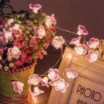 5m 30led blanc chaud fleur rose led guirlande lumineuse nergie solaire ferique lumires de fil cuivre ...