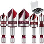 5pcs foret � m�tal fraiser, 5 fl�te fraise � chanfreiner m2 hss foret conique 82� fraise � noyer forets ...