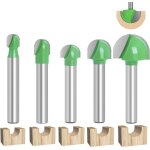 5pcs fraise defonceuse 6mm, fraise a fond rond bois, fraises pour dfonceuses, fraise a bois, coffret ...