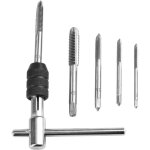 5pcs tarauds � goujure droite � main m�trique assortiment m3 m4 m5 m6 m8 avec 1pc cl� r�glable, ensemble ...