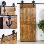 6. 6ft / 201cm systeme coulissant porte suspendue porte simple forme d'ancre - big wheel barn door hardware ...