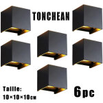 6 appliques murales carr�es 12w led lampe murale avec angle de faisceau r�glable 3000k �clairage mural ...