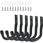 6 crochets muraux - support v�lo mural robuste, porte - v�lo mural noir pour garage, crochets en j pour ...