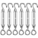 6 morceaux tendeur grillage, tendeur c�ble filet�s en acier inoxydable, tendeurs voile ombrage fil en ...