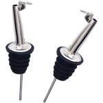 6 pcs acier inoxydable d�bit alcool boissons huile bouteille de vin verseur avec couvercle et argent ...