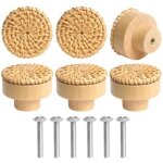 6 pcs boutons de meuble en rotin bois, poign�e meuble, boutons de portes pour placards, 40 mm poignet ...