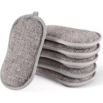 6 pcs eponge reutilisable lavable, �ponges double faces r�utilisable �ponges vaisselle lavable anti rayure ...