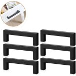6 pcs poignes meuble acier inoxydable noir 128mm, poigne cuisine inox, bouton tiroir modern pour cuisine ...