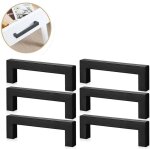 6 pcs poignes meuble acier inoxydable noir 128mm, poigne cuisine inox, bouton tiroir modern pour cuisine ...